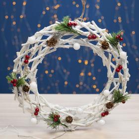 

Фигура дерев. "Венок из веток", 35х6х35 см, AА*3 (не в компл.), 10 LED, белый