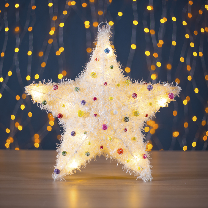 Фигура новогодняя "Звезда с шариками", 10 LED, 36 х 8 см, от батареек (не в компл)