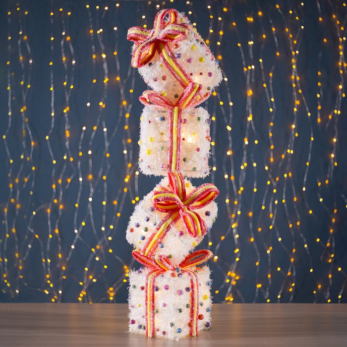 Фигура новогодняя "Подарки с шариками", 35 LED, 23 х 23 х 86 см, от батареек (не в компл)