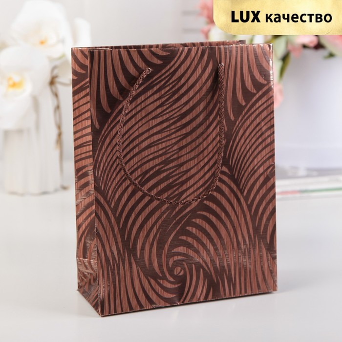 Пакет подарочный, "Волна", коричневый, 21,5 х 16 х 7 см