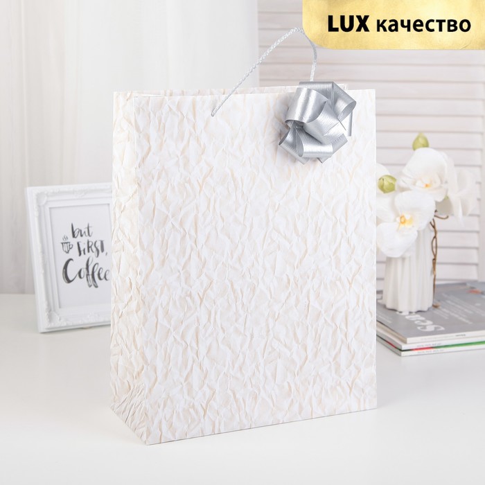 Пакет подарочный с бантом, "Новогодний", 270 х 120 х 350 мм, 35/95 мм