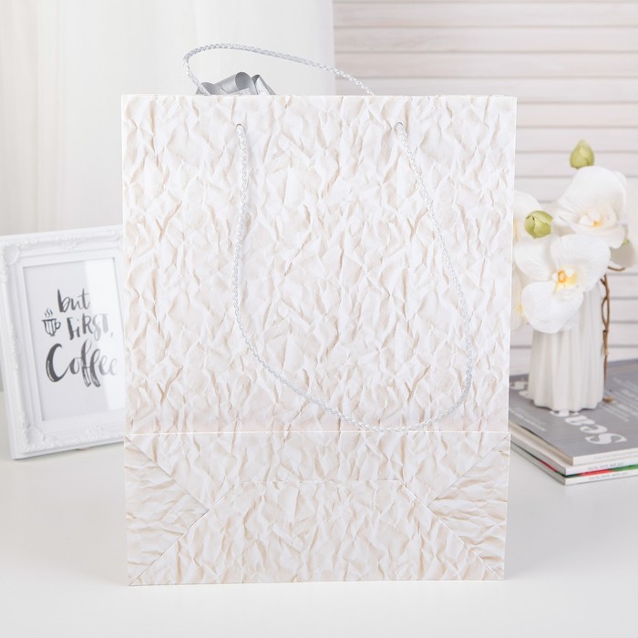 Пакет подарочный с бантом, "Новогодний", 270 х 120 х 350 мм, 35/95 мм