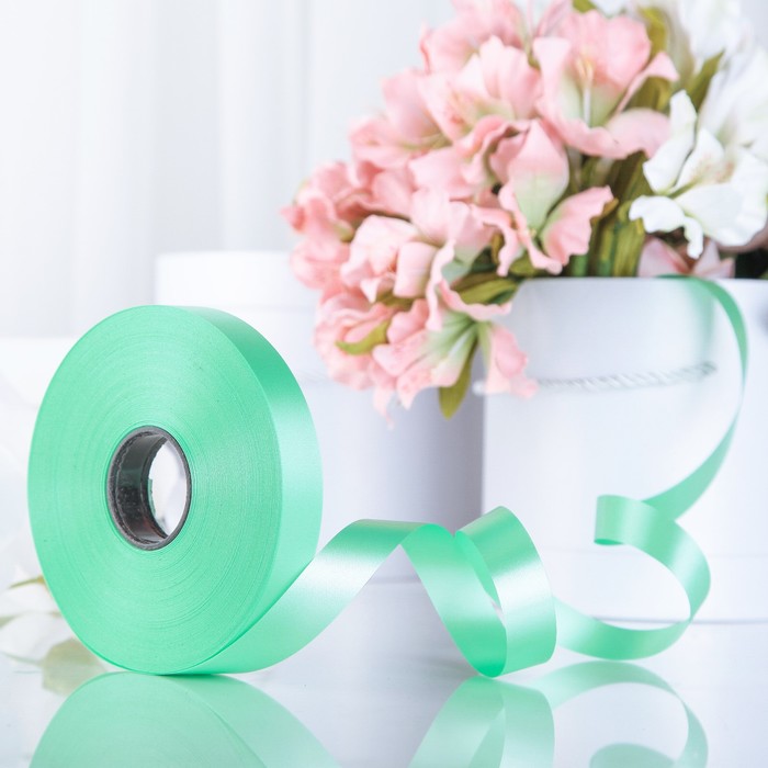 Лента декоративная "Сенсация", светло-зеленая, 19 мм х 100 м