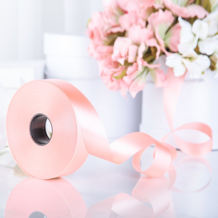 Лента декоративная "Сенсация", нежно-розовая, 30 мм х 100 м