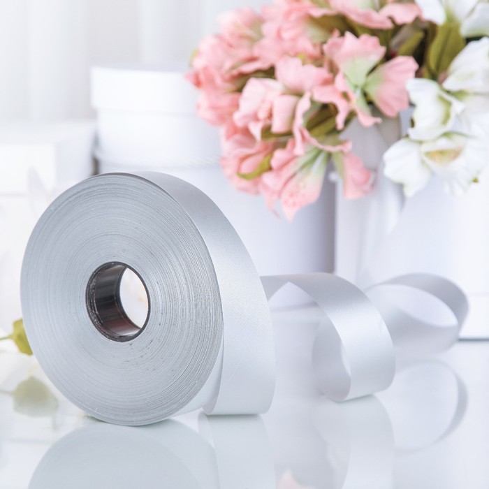 Лента декоративная "Сенсация", серебряная, 30 мм х 100 м