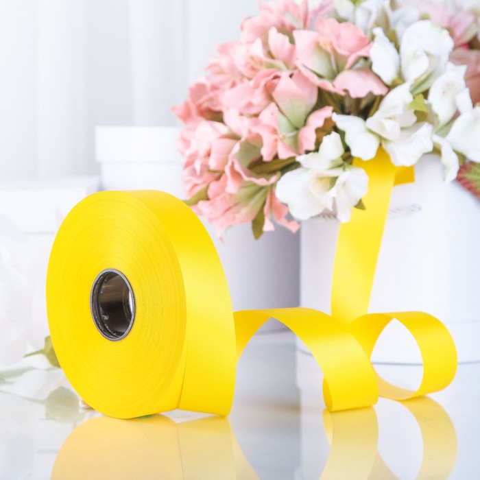 Лента декоративная "Сенсация", желтая, 30 мм х 100 м