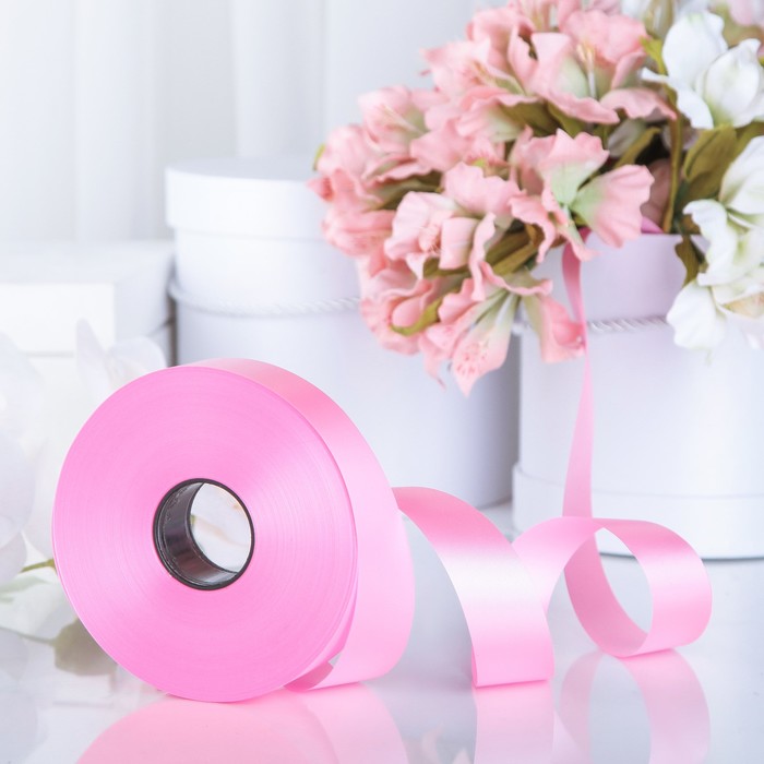 Лента декоративная "Сенсация",розовая, 30 мм х 100 м