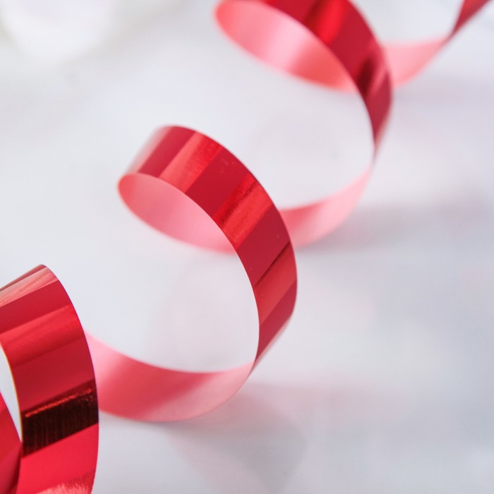 Лента декоративная, "Отражение-диагональ", красная, 19 мм х 50 м
