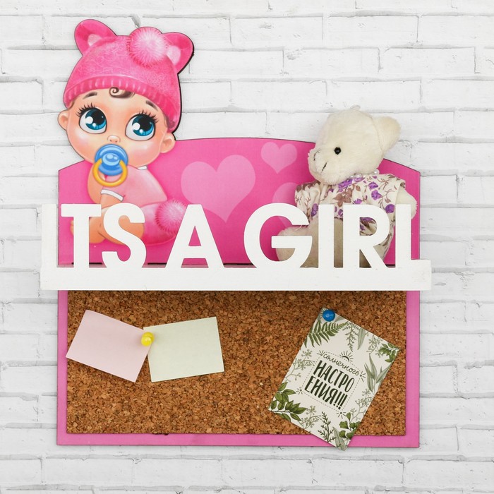 Полка с пробк.доской "Its a girl"