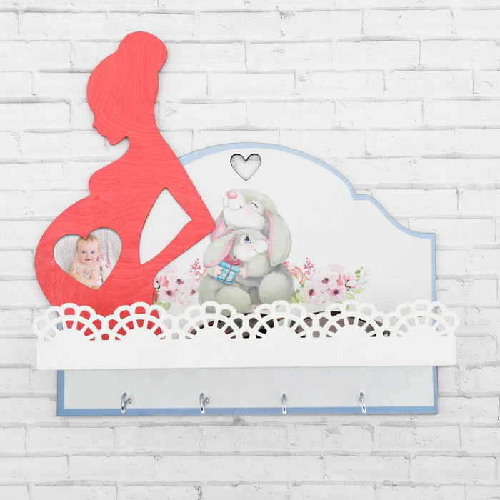 Полка с фоторамкой "Зайчики"