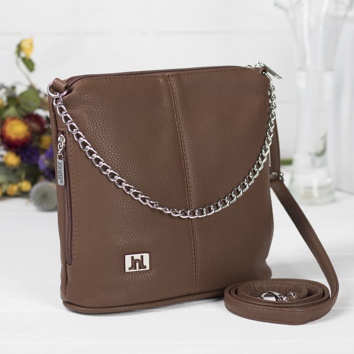 Сумка женская, отдел на молнии, наружный карман, флотер, цвет коричневый