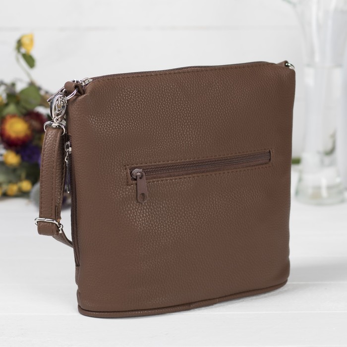 Сумка женская, отдел на молнии, наружный карман, флотер, цвет коричневый