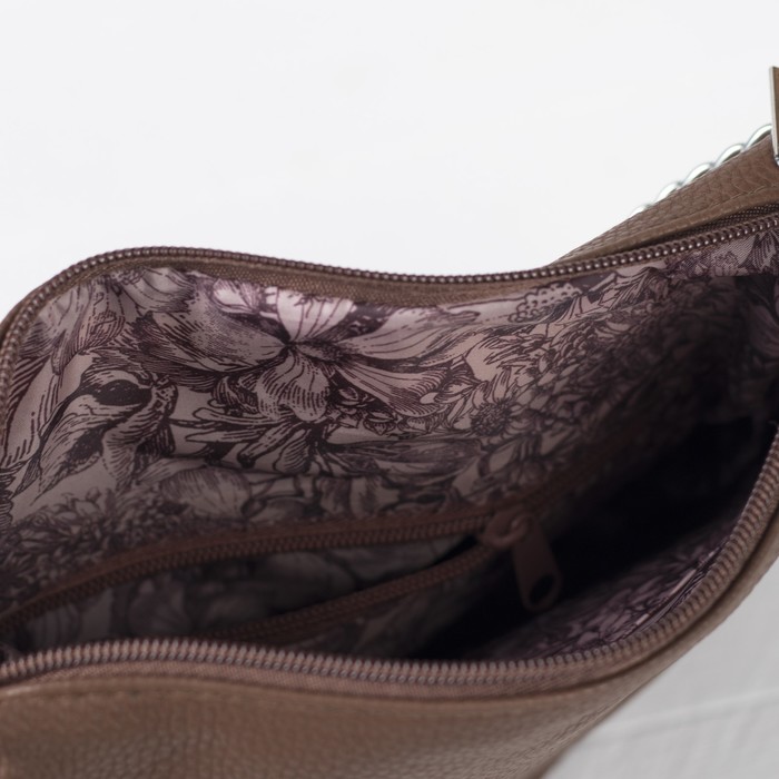 Сумка женская, отдел на молнии, наружный карман, флотер, цвет коричневый