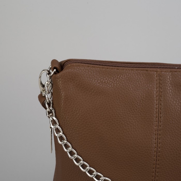 Сумка женская, отдел на молнии, наружный карман, флотер, цвет коричневый
