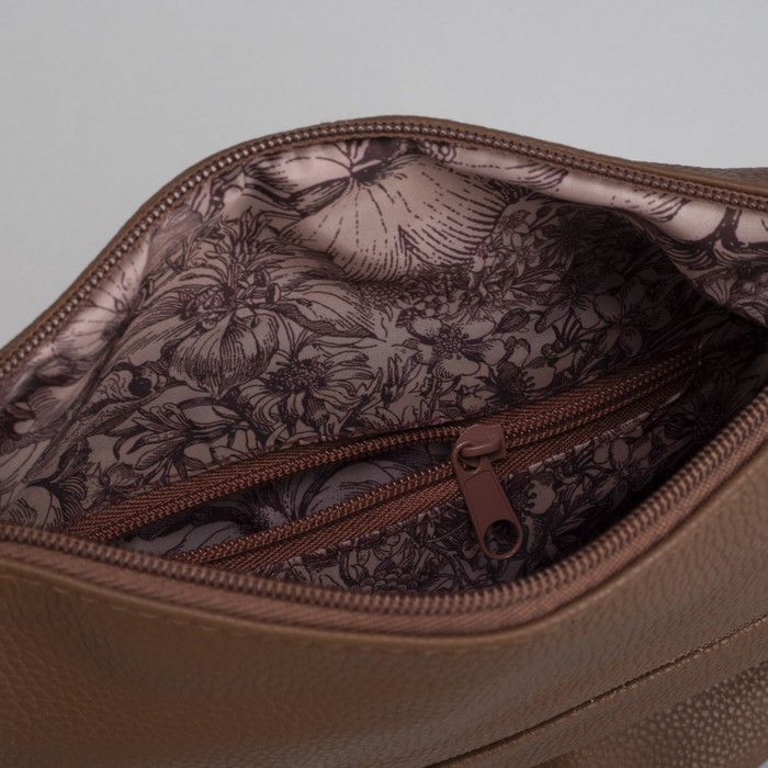 Сумка женская, отдел на молнии, наружный карман, флотер, цвет коричневый