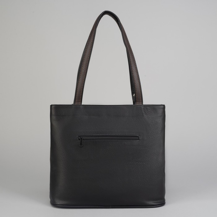 Сумка женская, отдел с перегородкой на молнии, 3 наружных кармана, цвет чёрный/коричневый