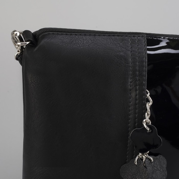 Сумка женская, 2 отдела на молнии, 1 наружный карман, регулируемый ремень, цвет чёрный