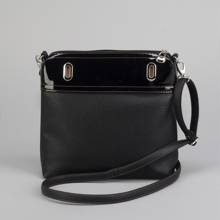 Сумка женская, отдел на молнии, наружный карман, длинный ремень, цвет чёрный