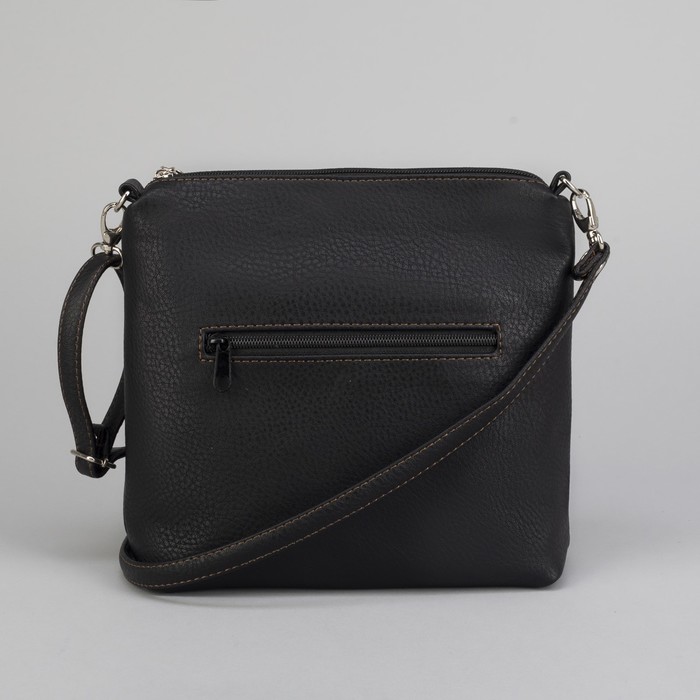 Сумка женская, отдел на молнии, наружный карман, длинный ремень, цвет чёрный