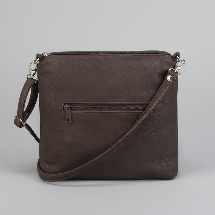 Сумка женская, отдел на молнии, наружный карман, длинный ремень, цвет коричневый-серый