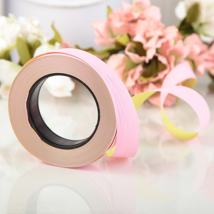 Рафия, двухцветная, розово-зеленая, 25 мм х (50 м + 50 м), набор