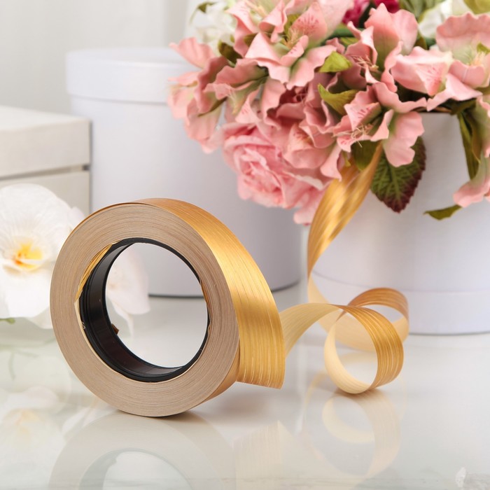 Рафия, двухцветная, бронзово-бежевая, 25 мм х (50 м + 50 м), набор