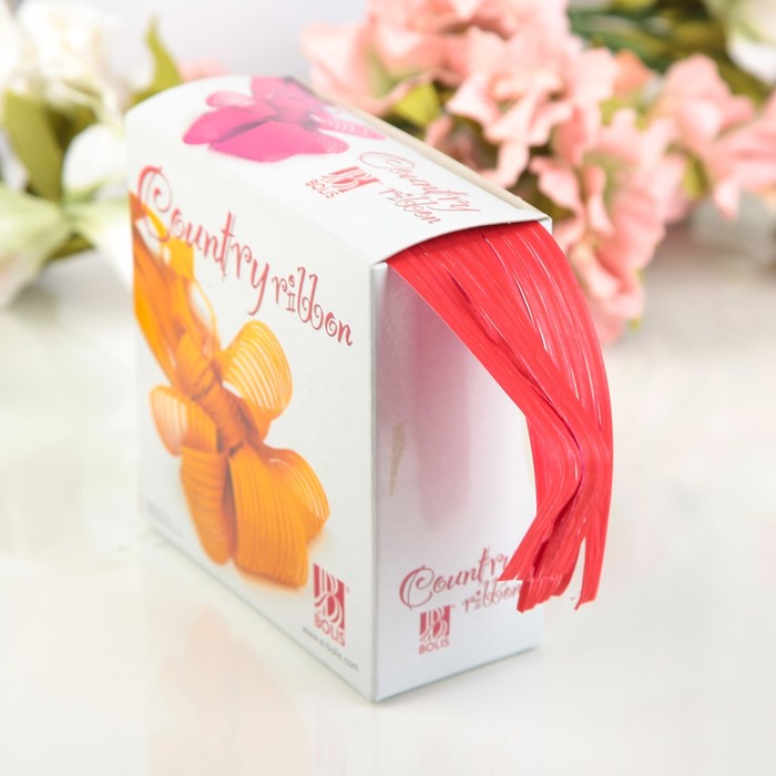 Рафия, двухцветная, красно-фуксия, 25 мм х (50 м + 50 м), набор