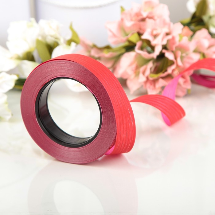 Рафия, двухцветная, красно-фуксия, 25 мм х (50 м + 50 м), набор