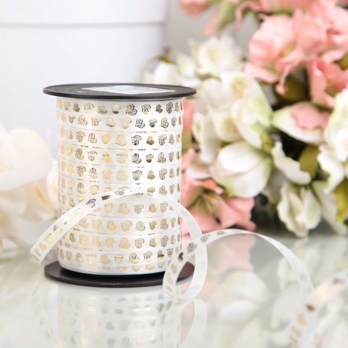 Лента декоративная "Амур", металлизированная, белая, 10 мм х 150 м