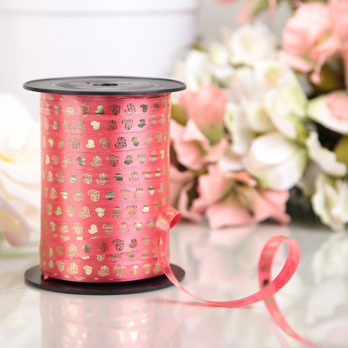 Лента декоративная "Амур", металлизированная, красная, 10 мм х 150 м