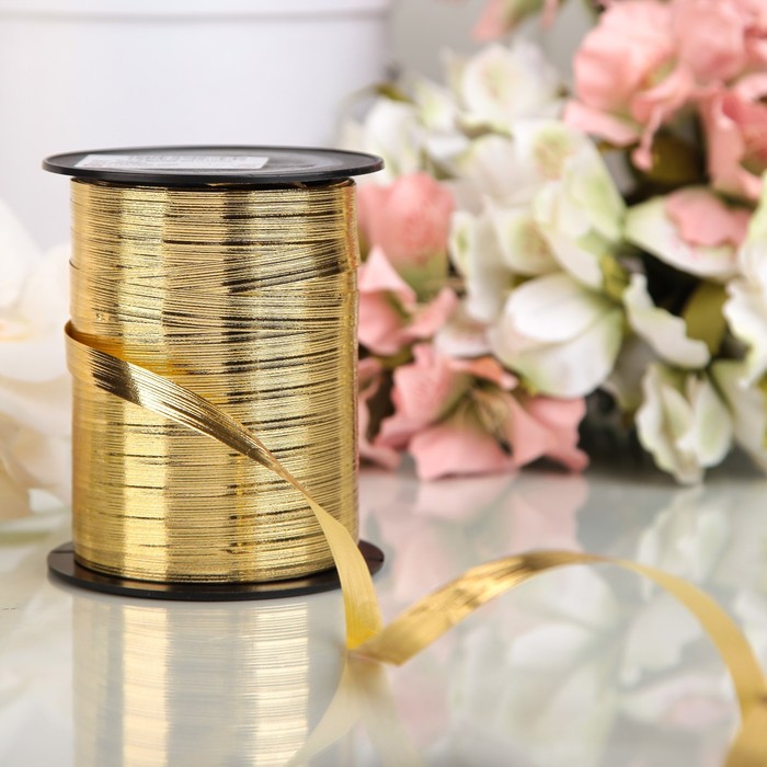 Лента декоративная, "Отражение", рельефная, золотая, 10 мм х 150 м