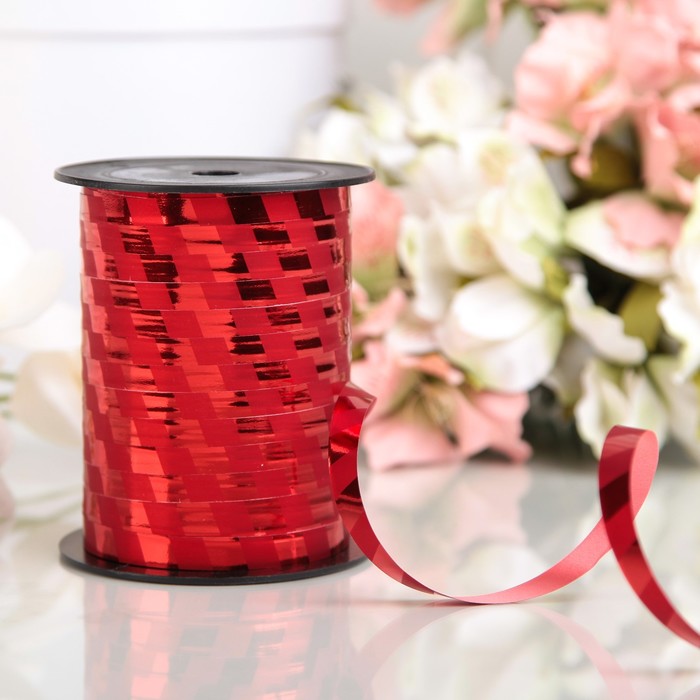 Лента декоративная, "Отражение-диагональ", красная, 10 мм х 150 м