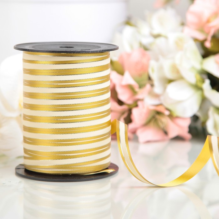 Лента декоративная DIPLOMAT reflex, слоновая кость-золото, 10 мм х 150 м