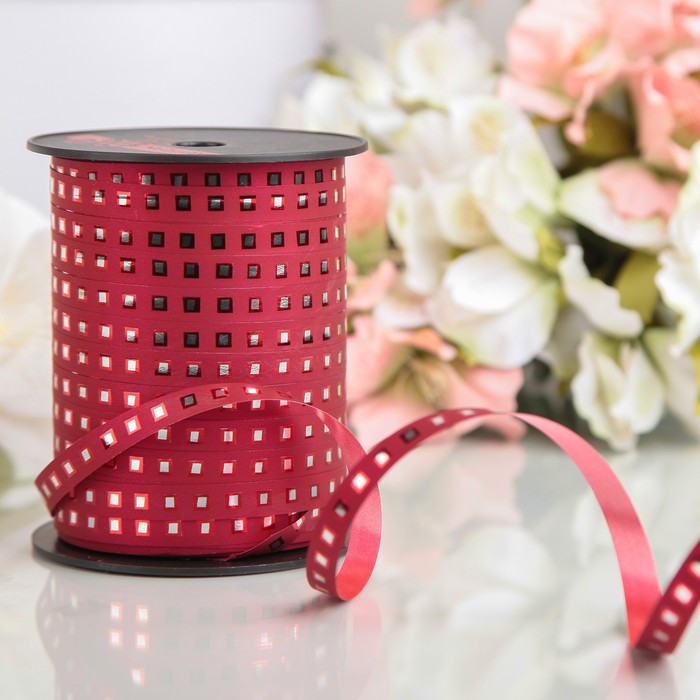 Лента декоративная BOSTON reflex, бордовая, 10 мм х 150 м