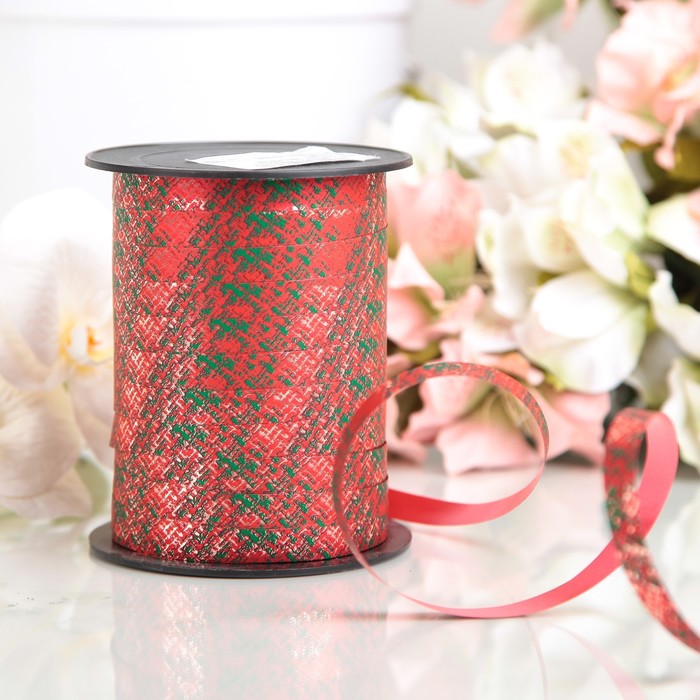 Лента декоративная "Патина", металлизированная, красно-зелёная, 10 мм х 150 м