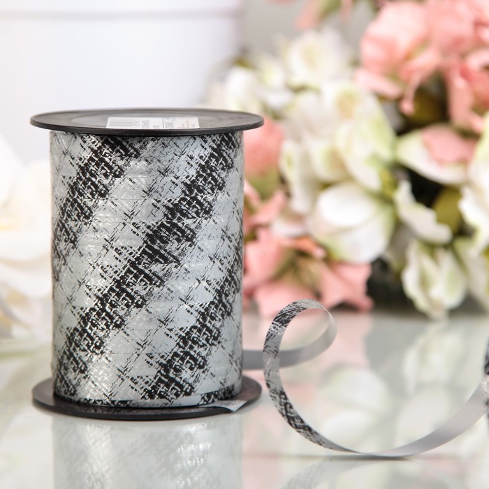 Лента декоративная "Патина", металлизированная, серебряная, 10 мм х 150 м