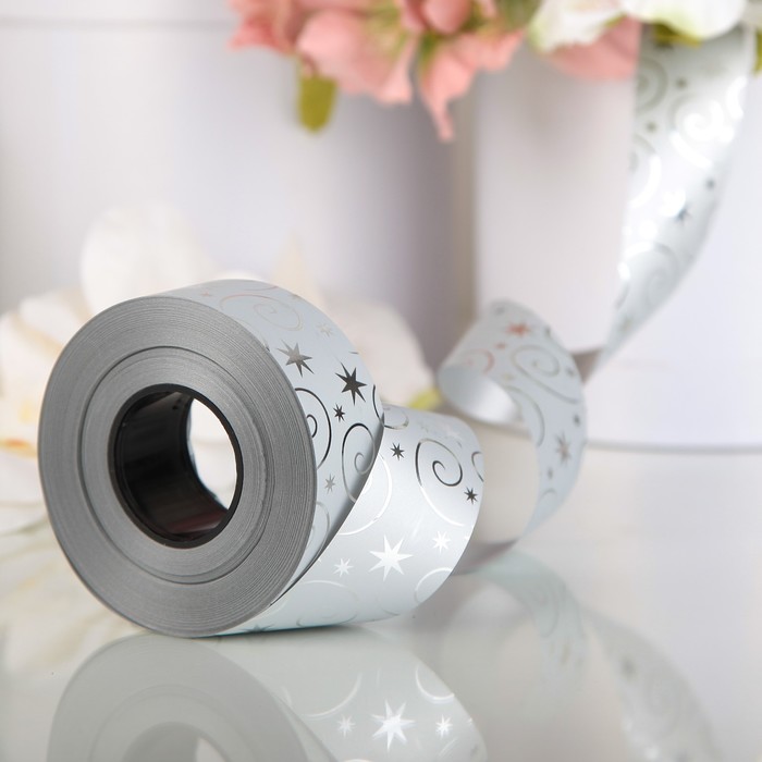 Лента декоративная "Галактика", металлизированная, серебряная, 34 мм х 50 м