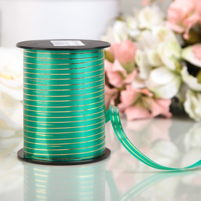 Лента декоративная "Глория", изумрудная, 10 мм х 250 м