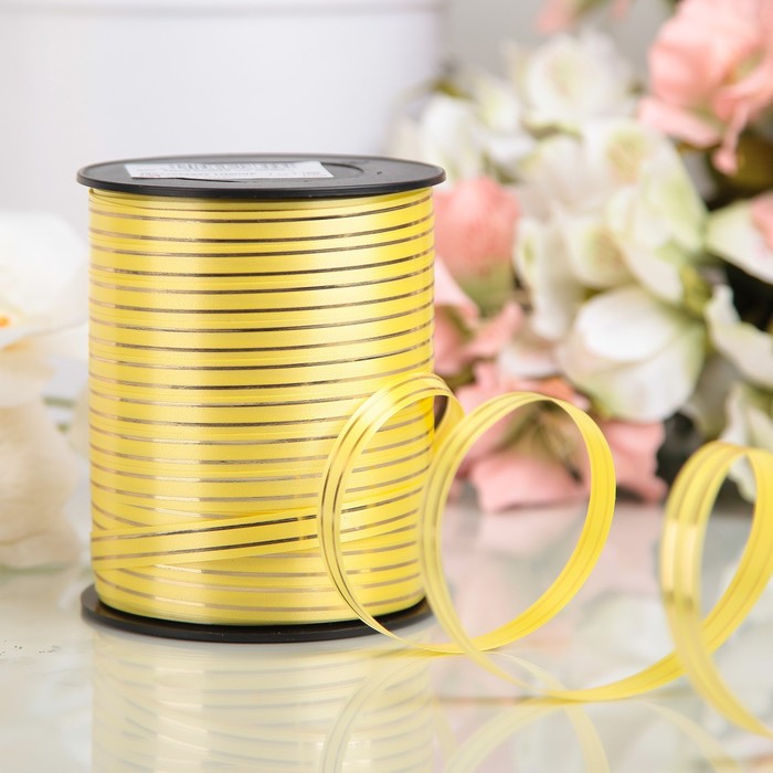 Лента декоративная "Глория", лимонная, 10 мм х 250 м