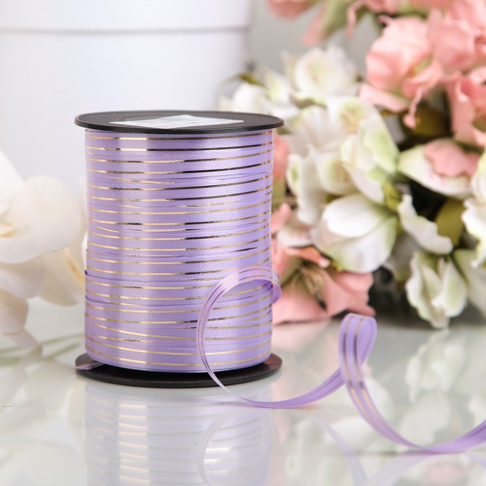 Лента декоративная "Глория", лавандовая, 10 мм х 250 м