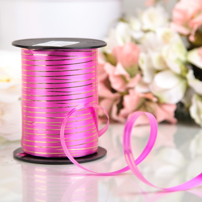 Лента декоративная "Глория", ярко-розовая, 10 мм х 250 м