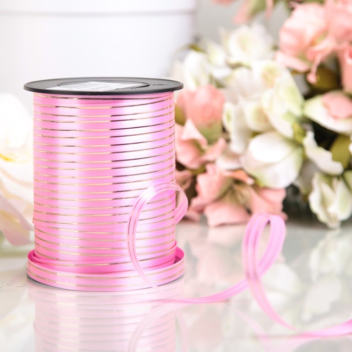 Лента декоративная "Глория", розовая, 10 мм х 250 м