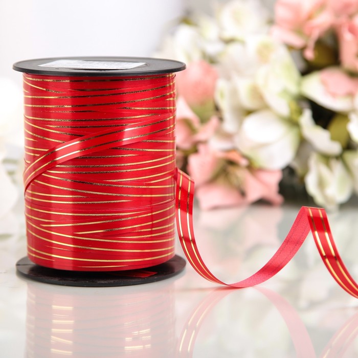 Лента декоративная "Глория", красная, 10 мм х 250 м