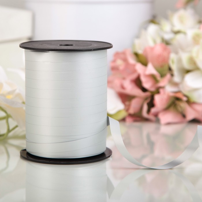 Лента декоративная "Шелк", металлизированная, серебряная, 10 мм х 250 м