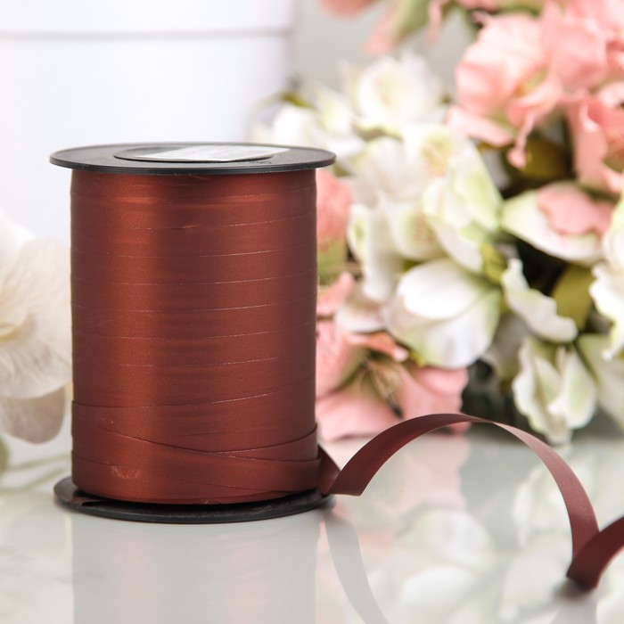 Лента декоративная "Шелк", металлизированная, каштановая, 10 мм х 250 м