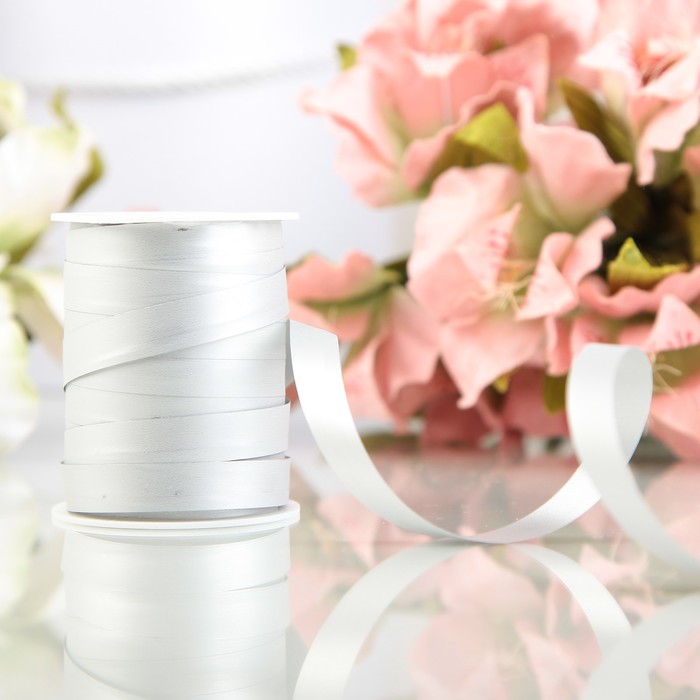 Лента декоративная "Шелк", металлизированная, серебряная, 10 мм х 10 м