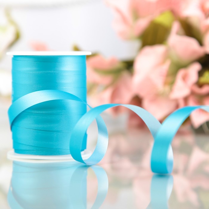 Лента декоративная "Шелк", металлизированная, бирюзовая, 10 мм х 10 м