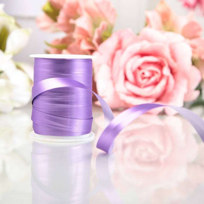 Лента декоративная "Шелк", металлизированная, лавандовая, 10 мм х 10 м