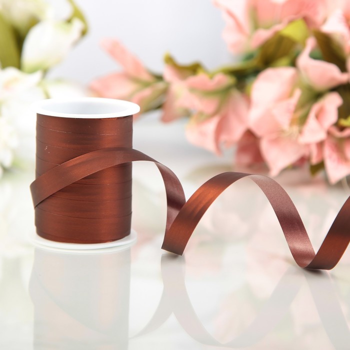 Лента декоративная "Шелк", металлизированная, каштановая, 10 мм х 10 м