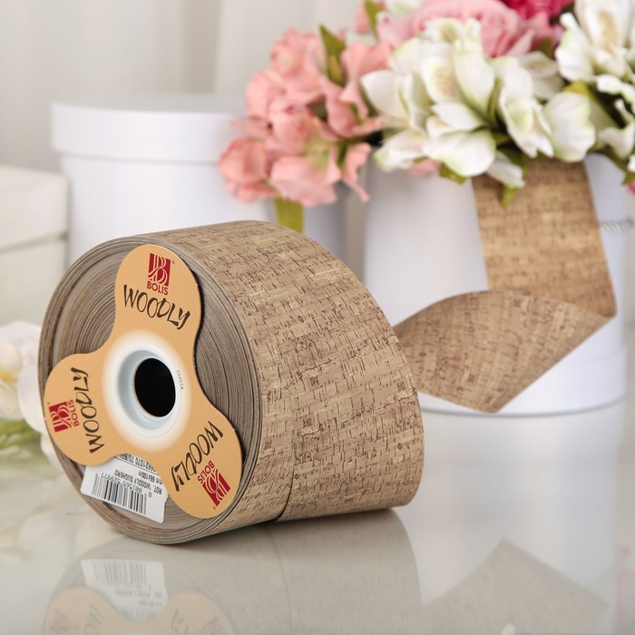 Лента декоративная WOODLY SUGHERO, двусторонняя, 66 мм х 100 м